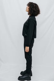 Mia Sweater - Black Cotton Fleece