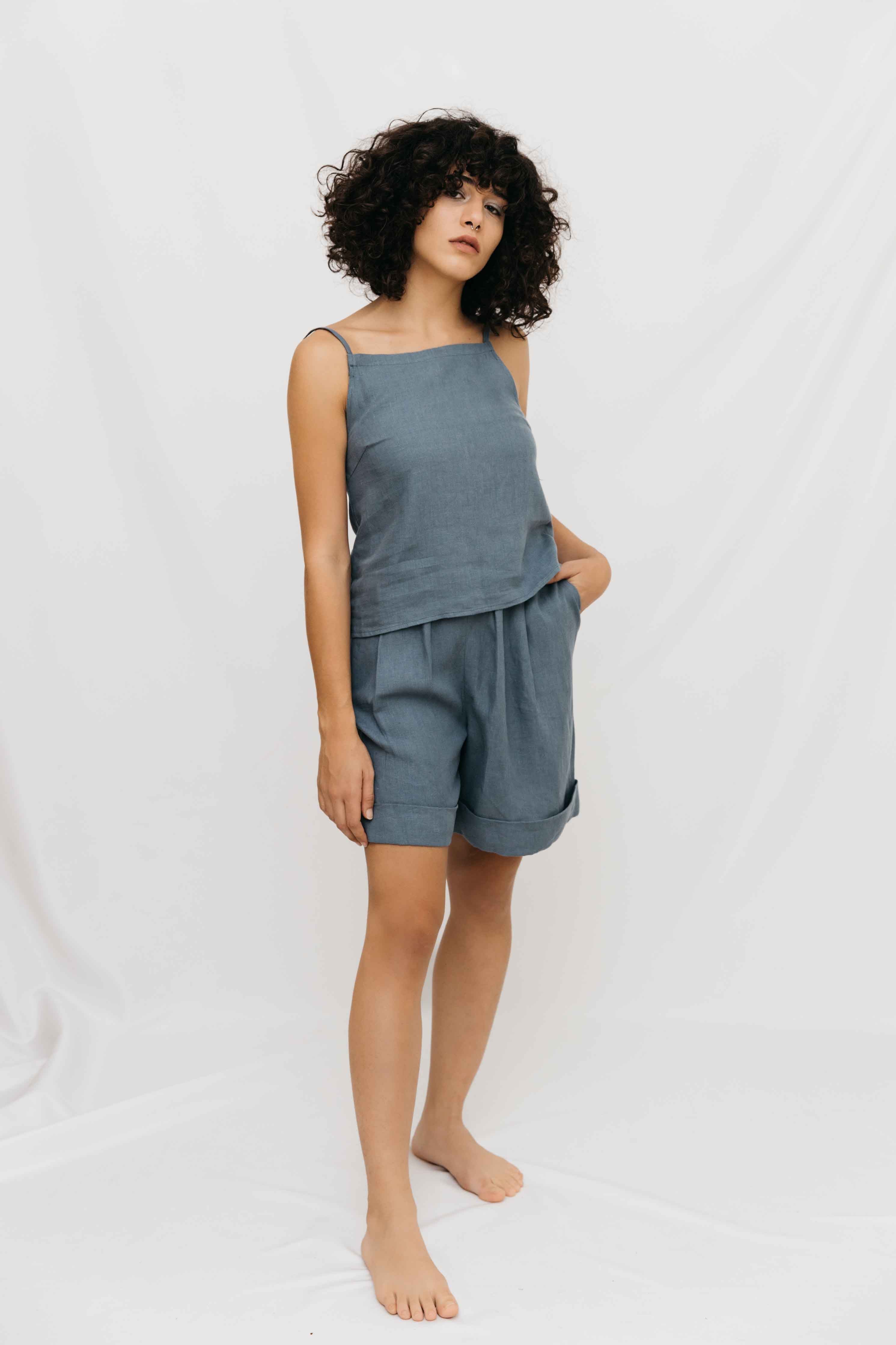 Kaia Linen Shorts - Teal