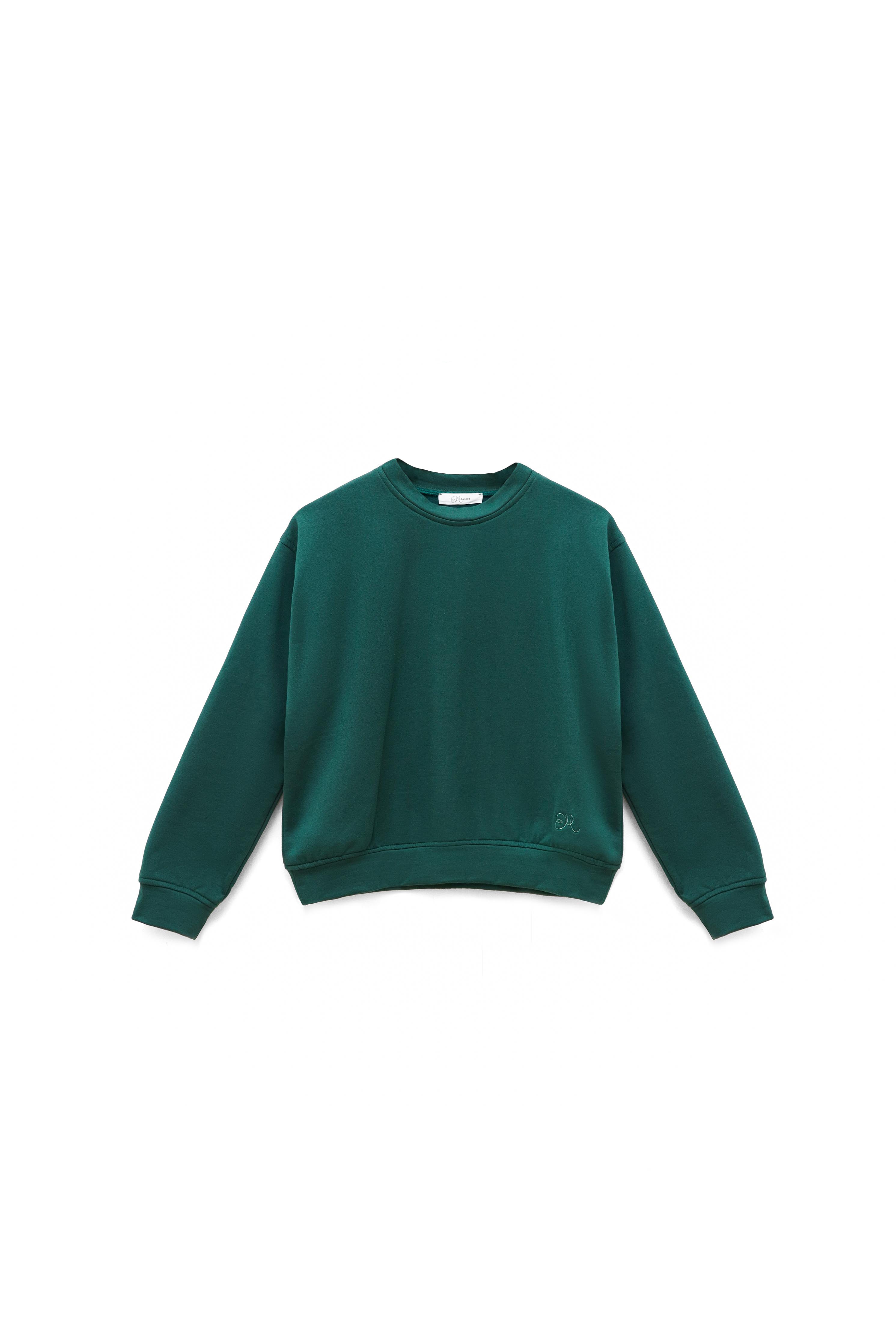 Mia Sweater - Green Cotton Fleece