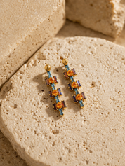 Block Earrings with Swarovski Crystals