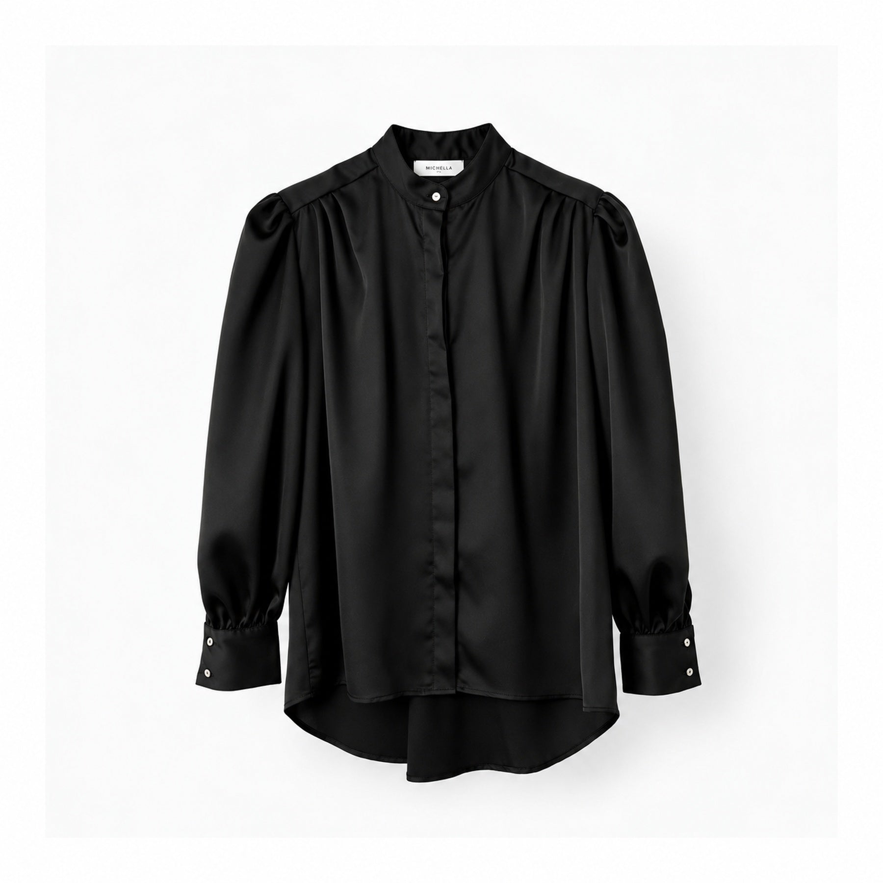 Silk Nada Shirt with Puffed Sleeves