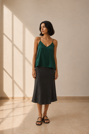 Nina Silk Camisole - Emerald Green