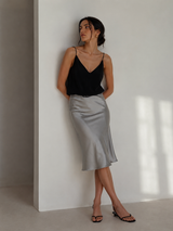 Fay Silk Skirt - Silver