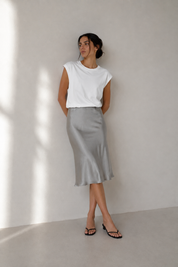 Fay Silk Skirt - Silver