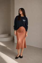 Monica Skirt -Silk Midi Copper