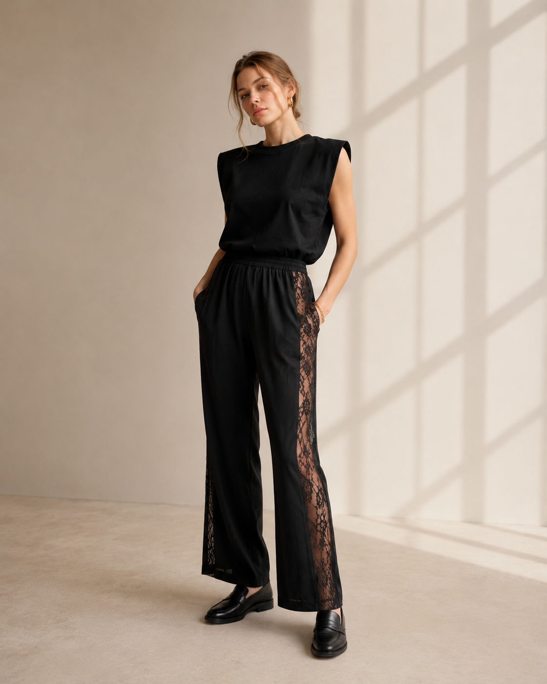Silk Lace Track Pants