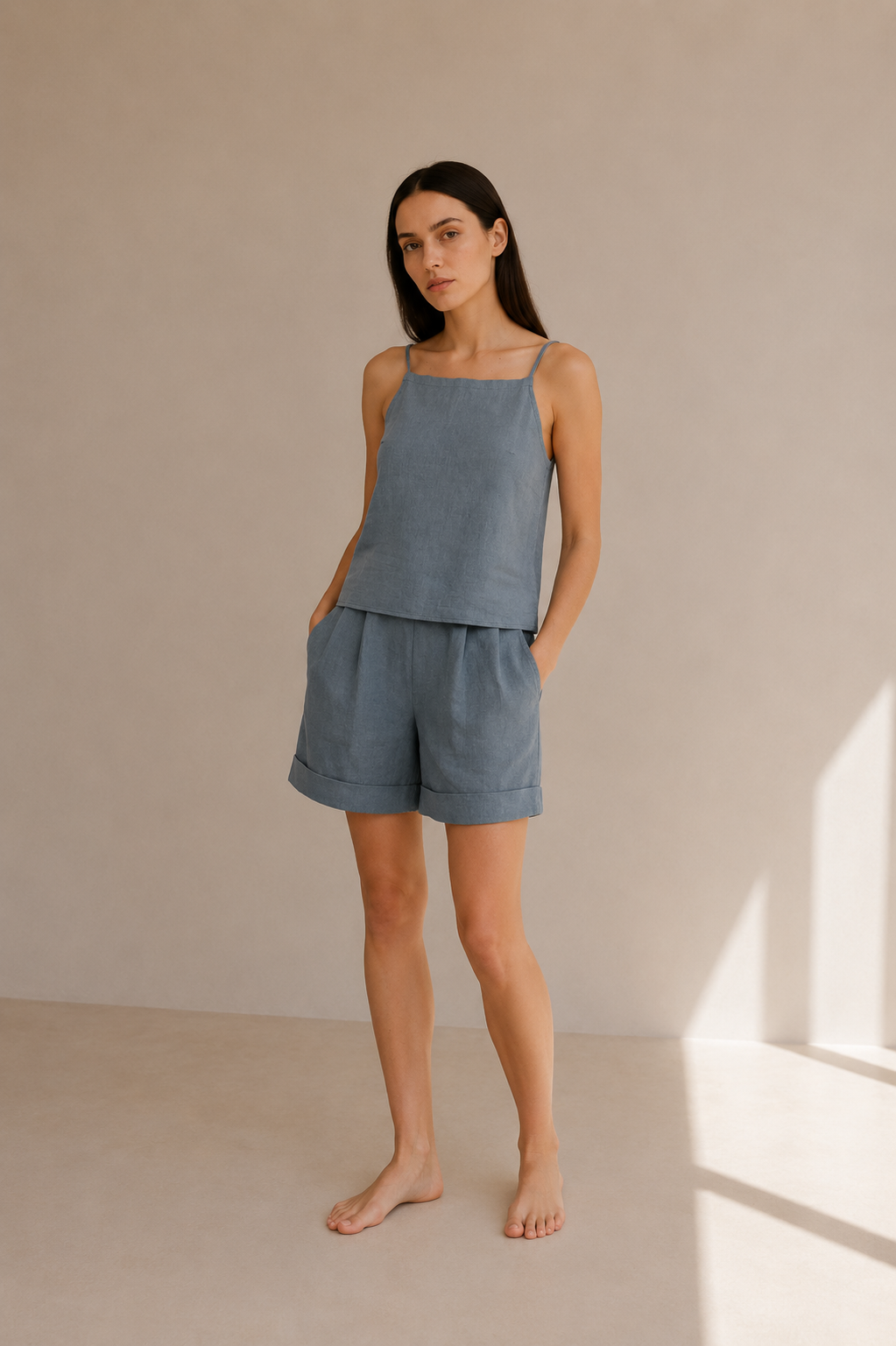 Linen Camisole - Teal