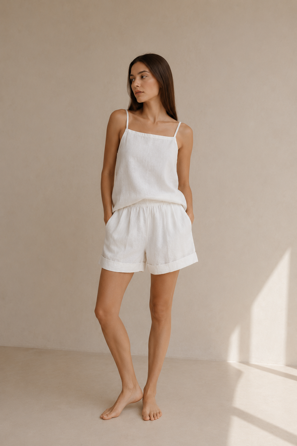 Kaia Linen Shorts - White