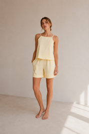 Kaia Linen Shorts - Butter Yellow