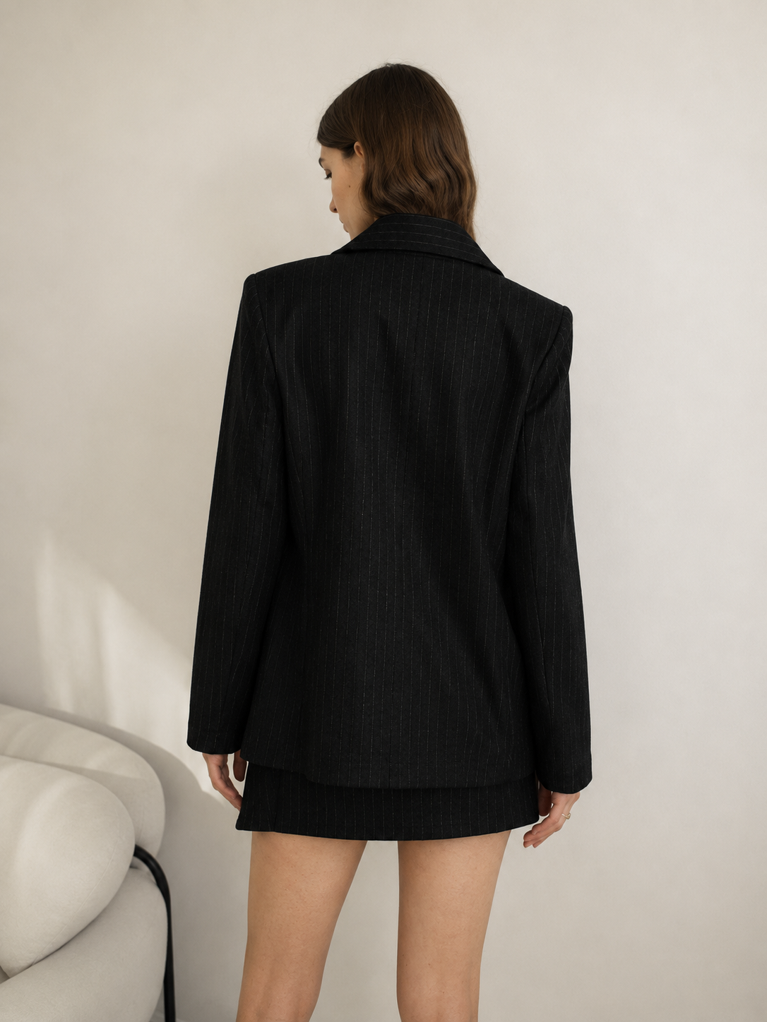 Jackie Wool Blazer — Grey Stripe