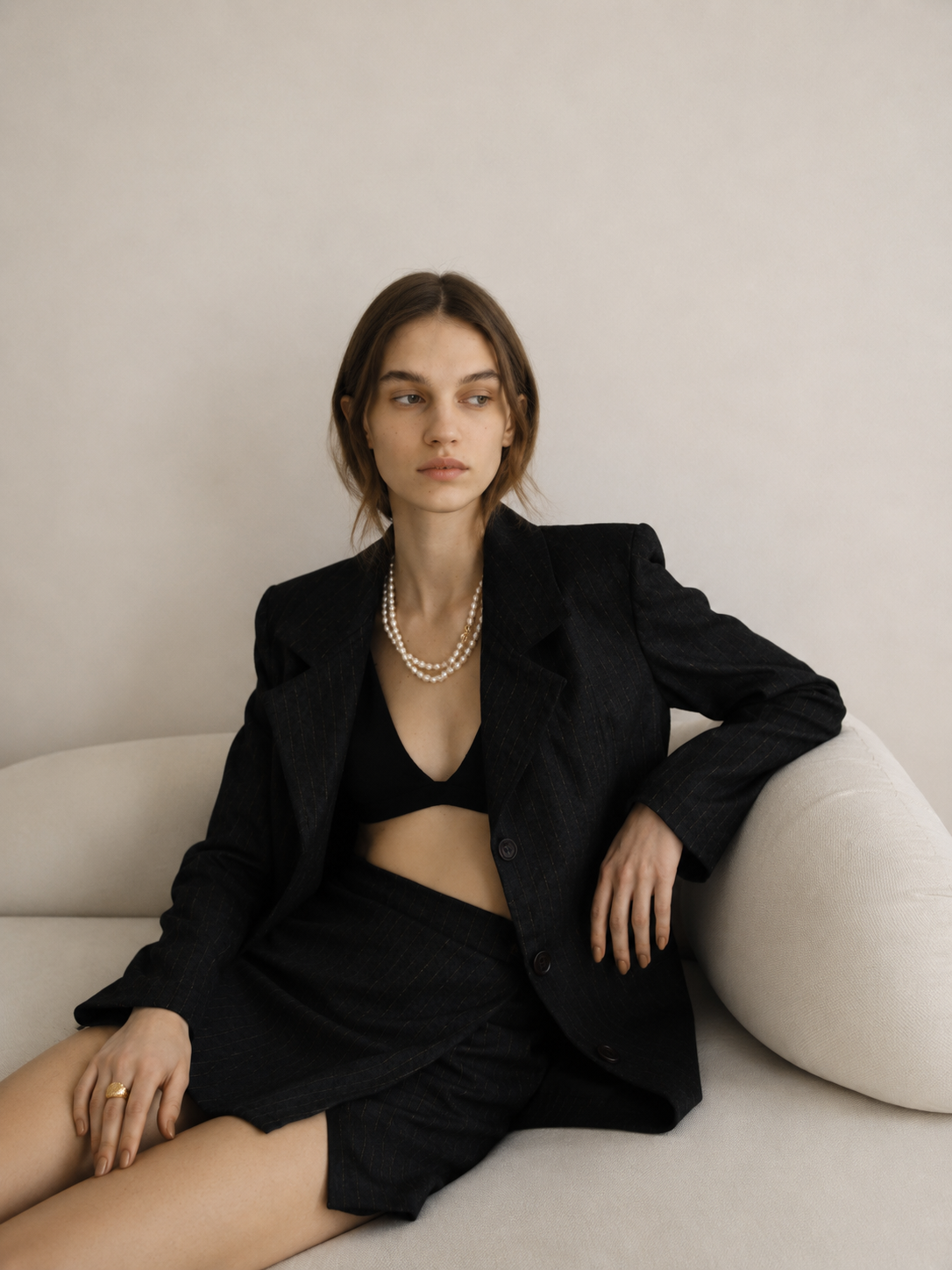 Jackie Wool Blazer — Grey Stripe
