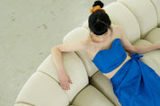 Denise Taffeta Crop Top - Electric Blue