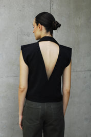 Capri Vest Black - Timeless Crepe Elegance