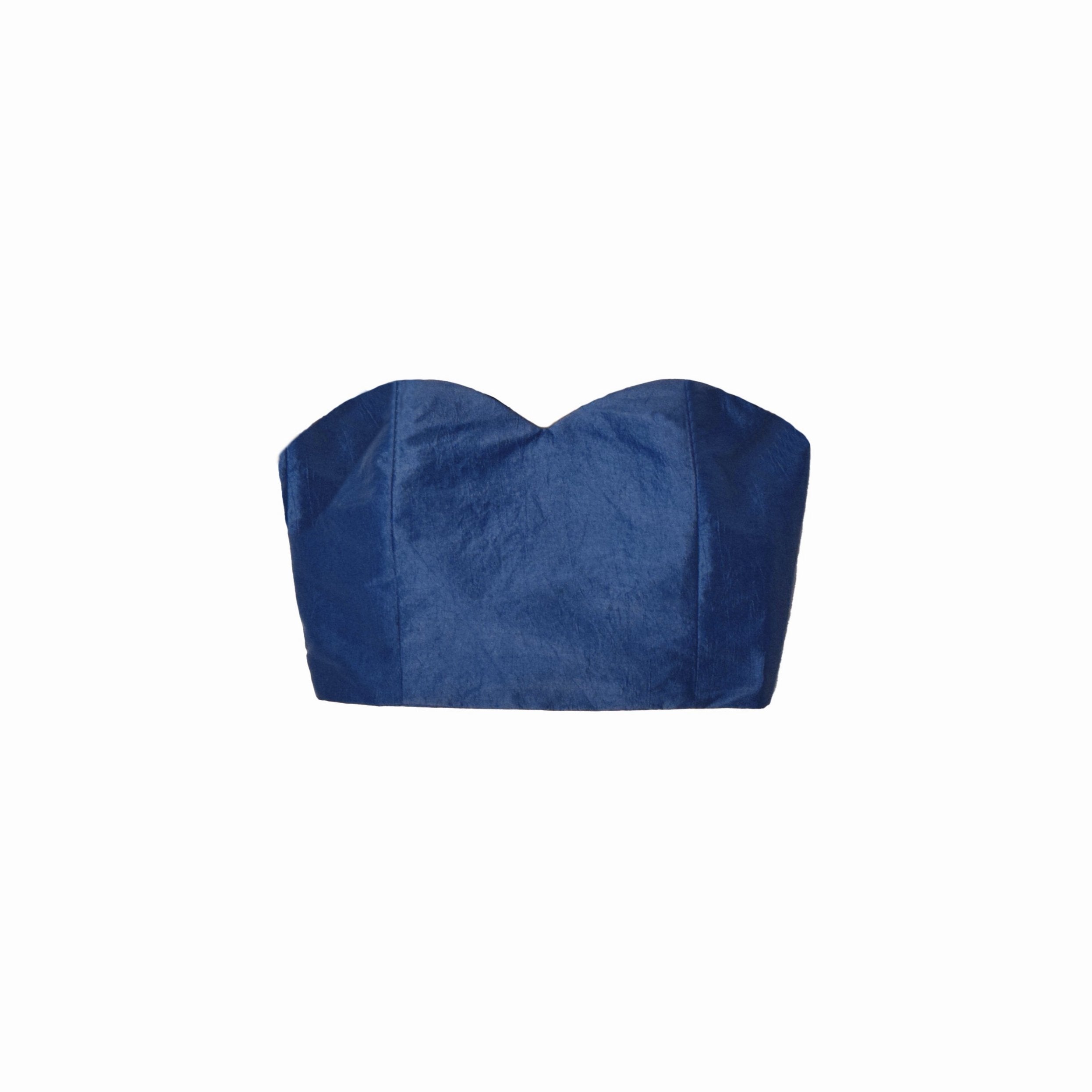 Denise Taffeta Crop Top - Night Blue