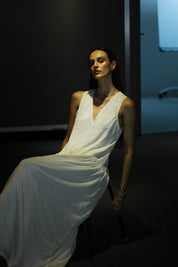 Amani Maxi Dress with Pearly Button V-Neck