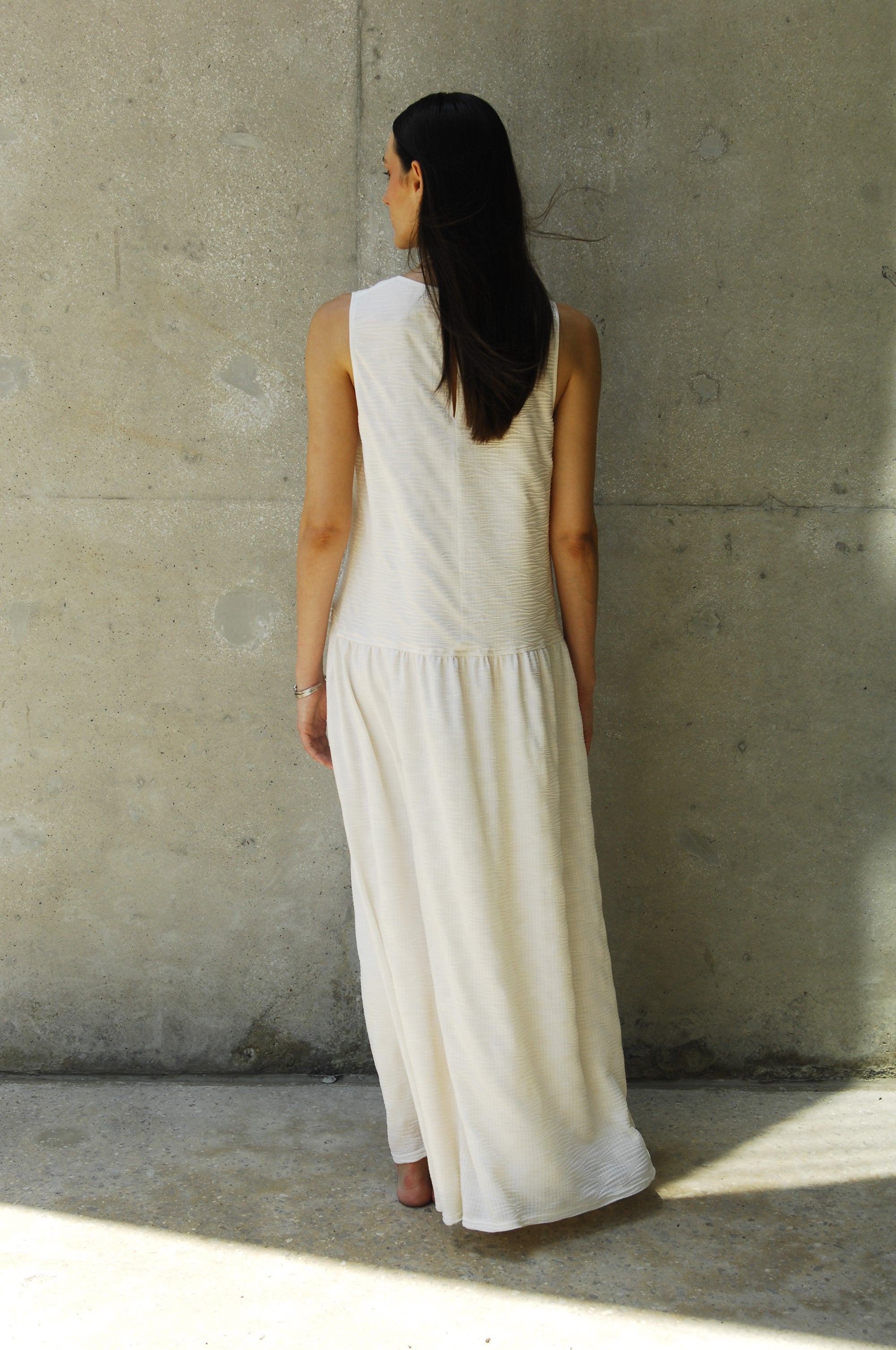 Amani Maxi Dress with Pearly Button V-Neck