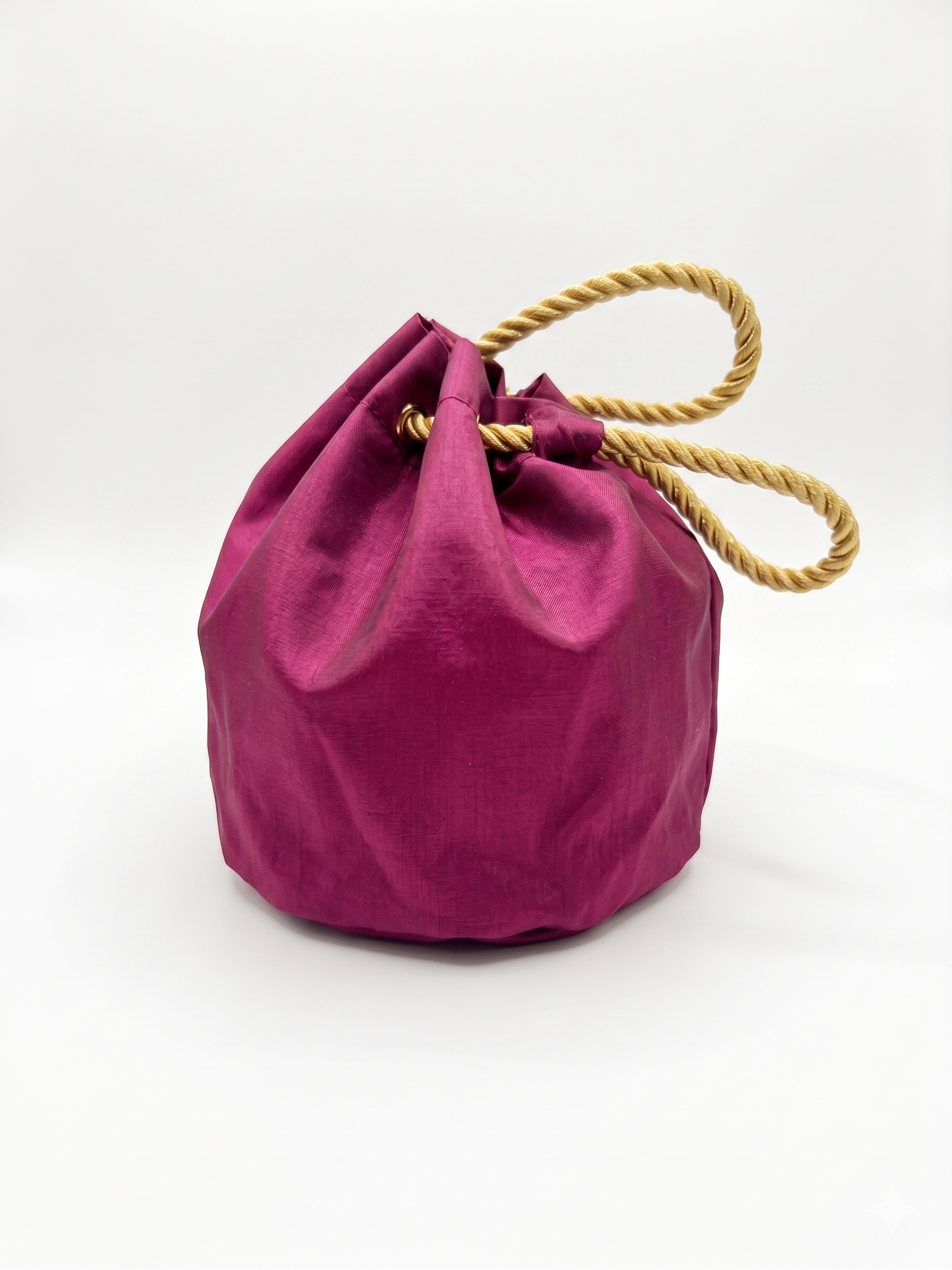 Clara Silk Bucket Handbag - Fuschia