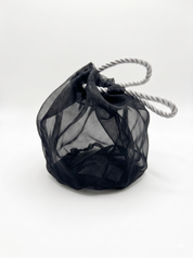 Clara Silk Bucket Handbag - Black