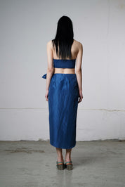 Denise Taffeta Crop Top - Night Blue