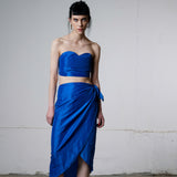 Denise Taffeta Crop Top - Electric Blue