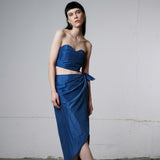 Denise Taffeta Crop Top - Night Blue