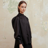 Silk Nada Shirt with Puffed Sleeves